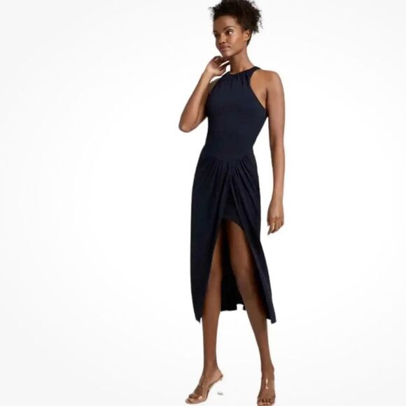 NWT Cinq A Sept | Lezlie Stretch Jersey Sleeveless Midnight Blue Midi Dress 2 - Picture 1 of 13